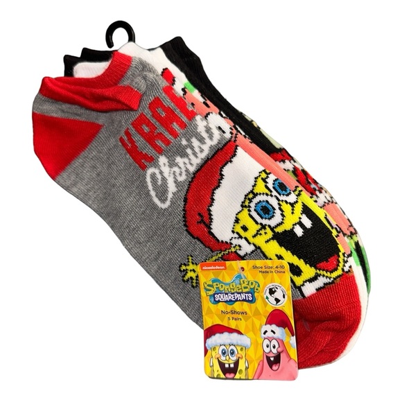 Nickelodeon SpongeBob Socks 5 Pairs Christmas - Picture 2 of 8